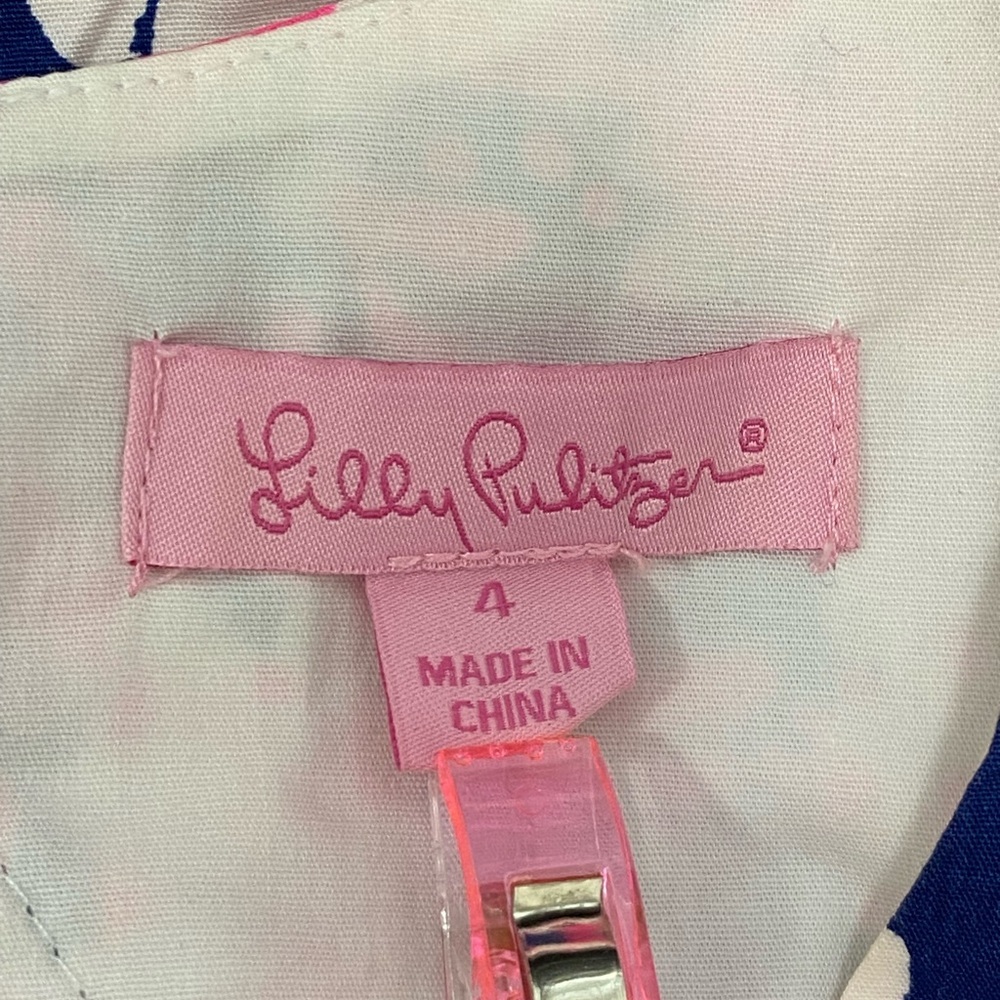 Lilly Pulitzer Dress Fiesta Nauti Navy Pink Beyond the‎ Sea Coral Size 4 - Picture 2 of 15
